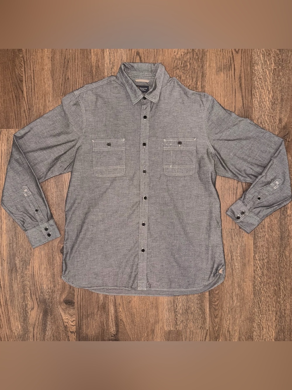 Wallin & Bros Men's Gray Long-Sleeve Button-Up Shirt Size XL